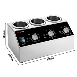 Dispensador de salsa de acero inoxidable - para 3 botellas exprimibles - calentable