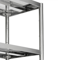 Stalak od nehrđajućeg čelika PREMIUM - 1200x490 mm - Sa 4 police (PODESIVE) - Uklj. 4 kotača