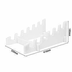 Suport pentru tocătoare - 410x330x180 mm - polietilenă - alb - pentru 6 tocătoare - pentru plăci de 200 mm grosime