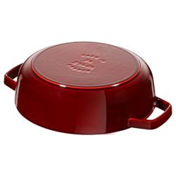 STAUB | Enameled Cast Iron Round Braiser – Ø28 cm - Grenadine Red - Self-Basting Chistera Lid