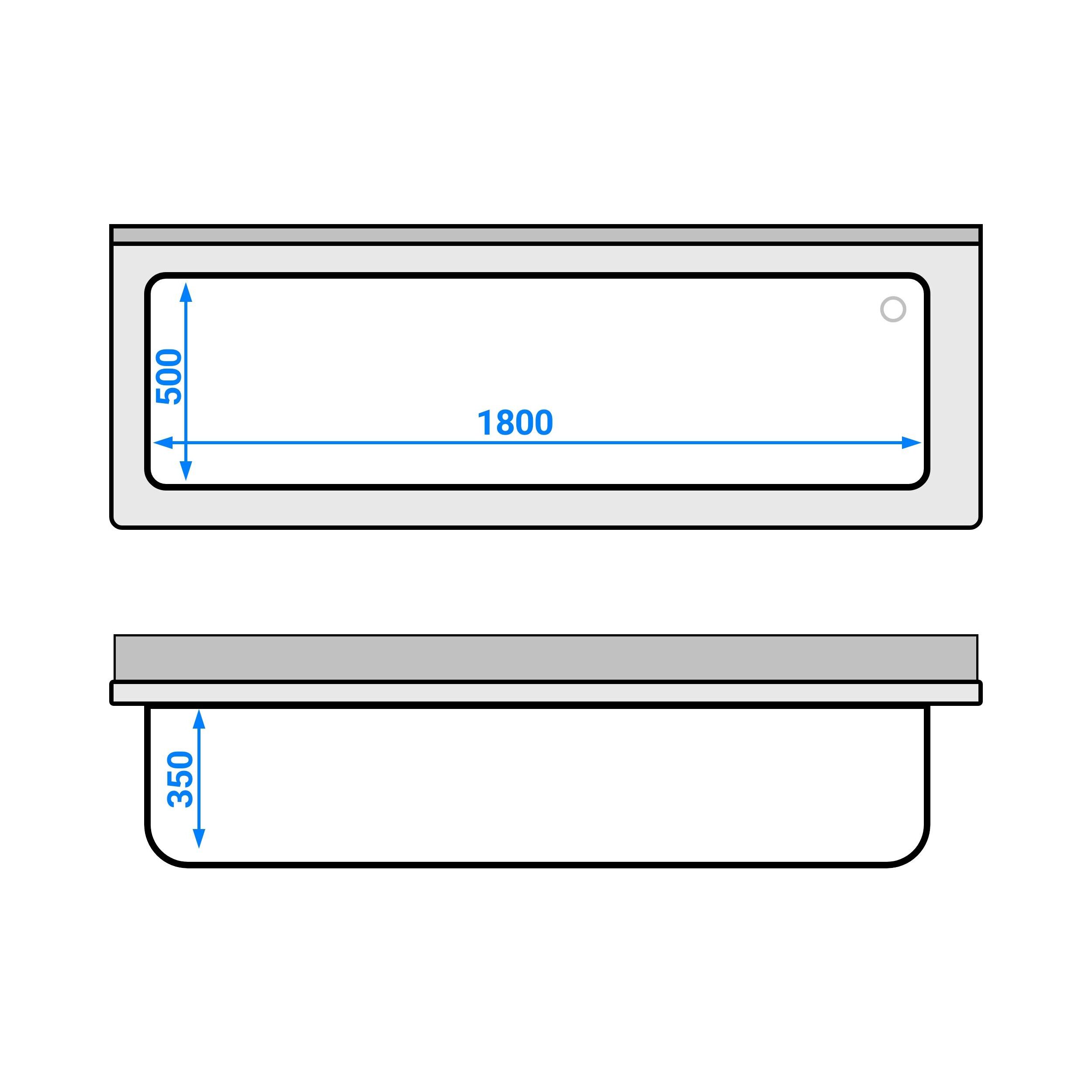 Topfspültisch - 2000x700mm - mit Grundboden & 1 Becken