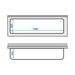 Topfspültisch - 2000x700mm - mit Grundboden & 1 Becken