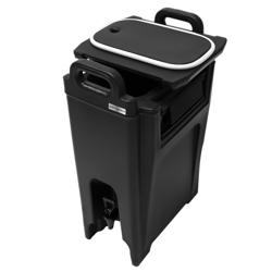 Recipient termoizolant pentru băuturi cu robinet - 20 litri - cu robinet de scurgere și mânere de transport - negru