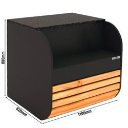 Касовий стіл - 1100 мм - Дерев'яний фасад - Чорний граніт