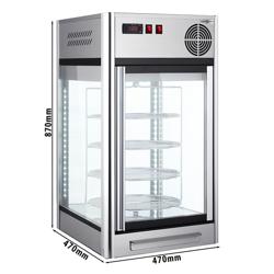 Vetrina pasticceria refrigerata - per torte - 108l - 470mm - 1 porta a battente in vetro - con 4 rotanti ripiani - LED interni; 4 lati vetro
