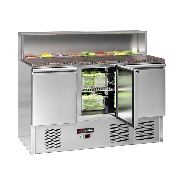 Saladette ECO - 1368mm - 3 deuren - met roestvrijstalen opzetstuk voor 8x GN 1/6
