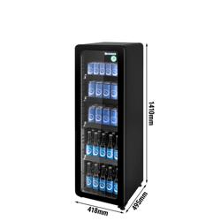 GASTRO-COOL | Commercial Upright Glass Door Display Fridge - 418mm - 140 Litres - Slimline - with 1 hinged glass door - LED lighting - Black - Temperature range 0 to 10 °C