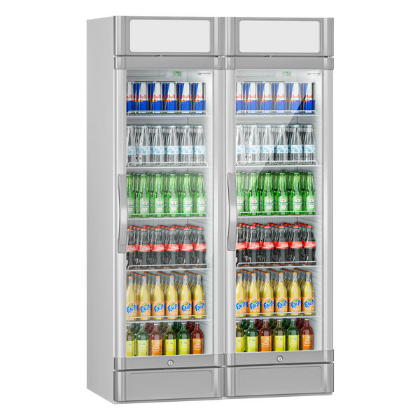 (2 stuks) Drankenkoelkast - 690 liter - met 2 glazen deuren & Reclamedisplay
