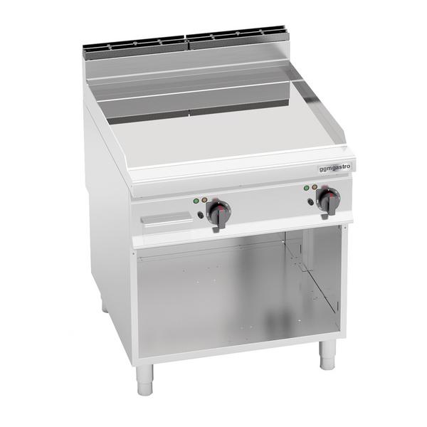 Plancha eléctrica Fry top - placa de cromo duro - 11,4 kW - Liso - Superficie de cocción: 396x667mm - con base abierta