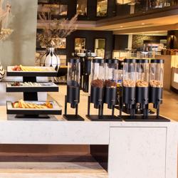 Présentoir / support de buffet - Noir - incl. 3 bols en mélamine 320 x 530 mm