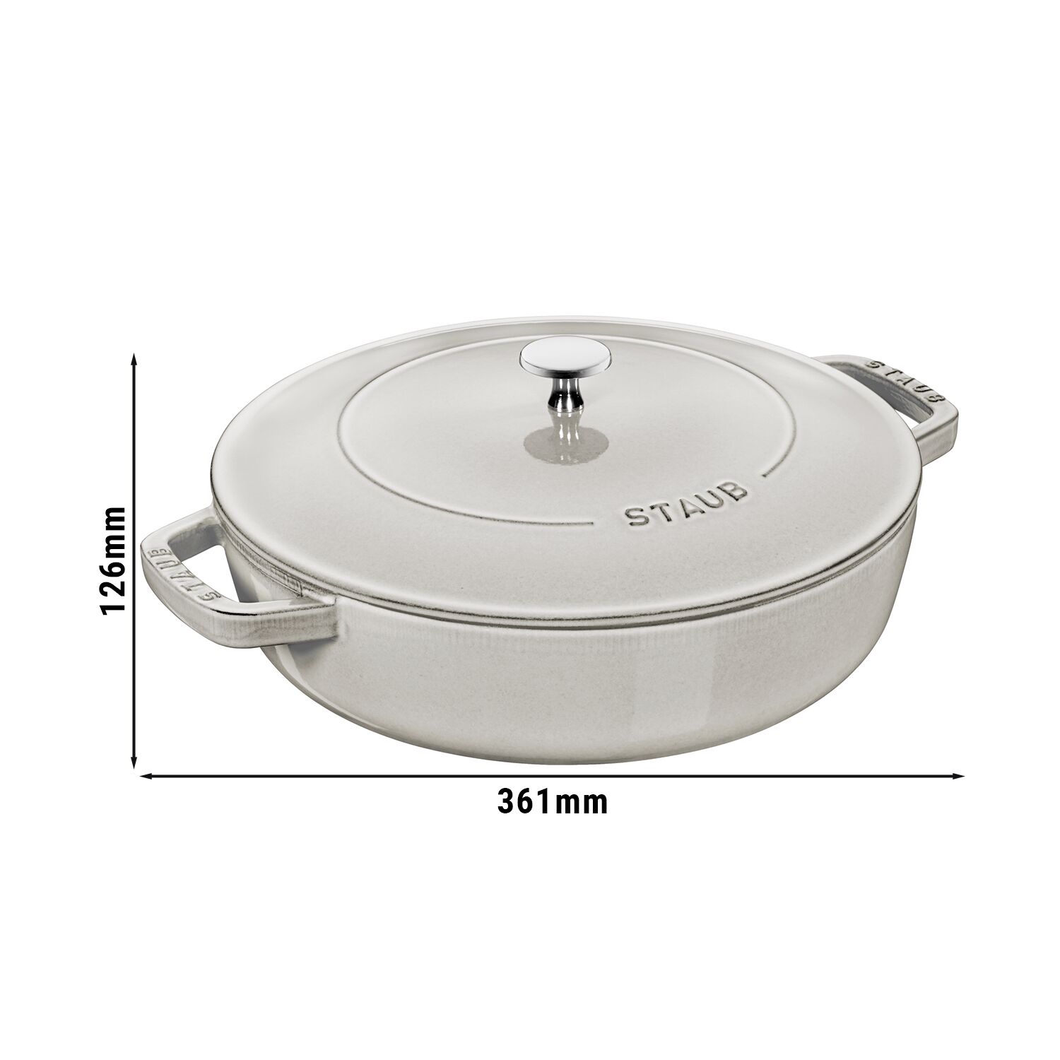 STAUB | BRAISERS - Plat à rôtir avec structure Chistera Drop-Structure - Ø 280 mm - Fonte - Truffe blanche