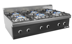 Cuisinière à gaz - 36 kW - 6 brûleurs