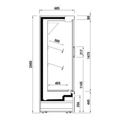 Supermarkt-Wandkoelmeubel - 1330mm - 370 liter - met 1 dubbelglas glazen draaideuren & 2 schappen - antracietgrijs