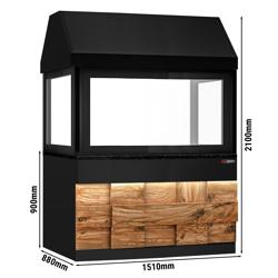 Plynový gril TORONTO - 1500mm - dřevěný přední panel - černá žulová pracovní deska - tepelně ochranné sklo