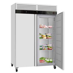 Hűtőszekrény Rozsdamentes acél ECO - GN 2/1 - 916 l - akár +8 °C - mit 2 ajtó - Umluft hűtés, automatikus leolvasztás, R290, zárható ajtó