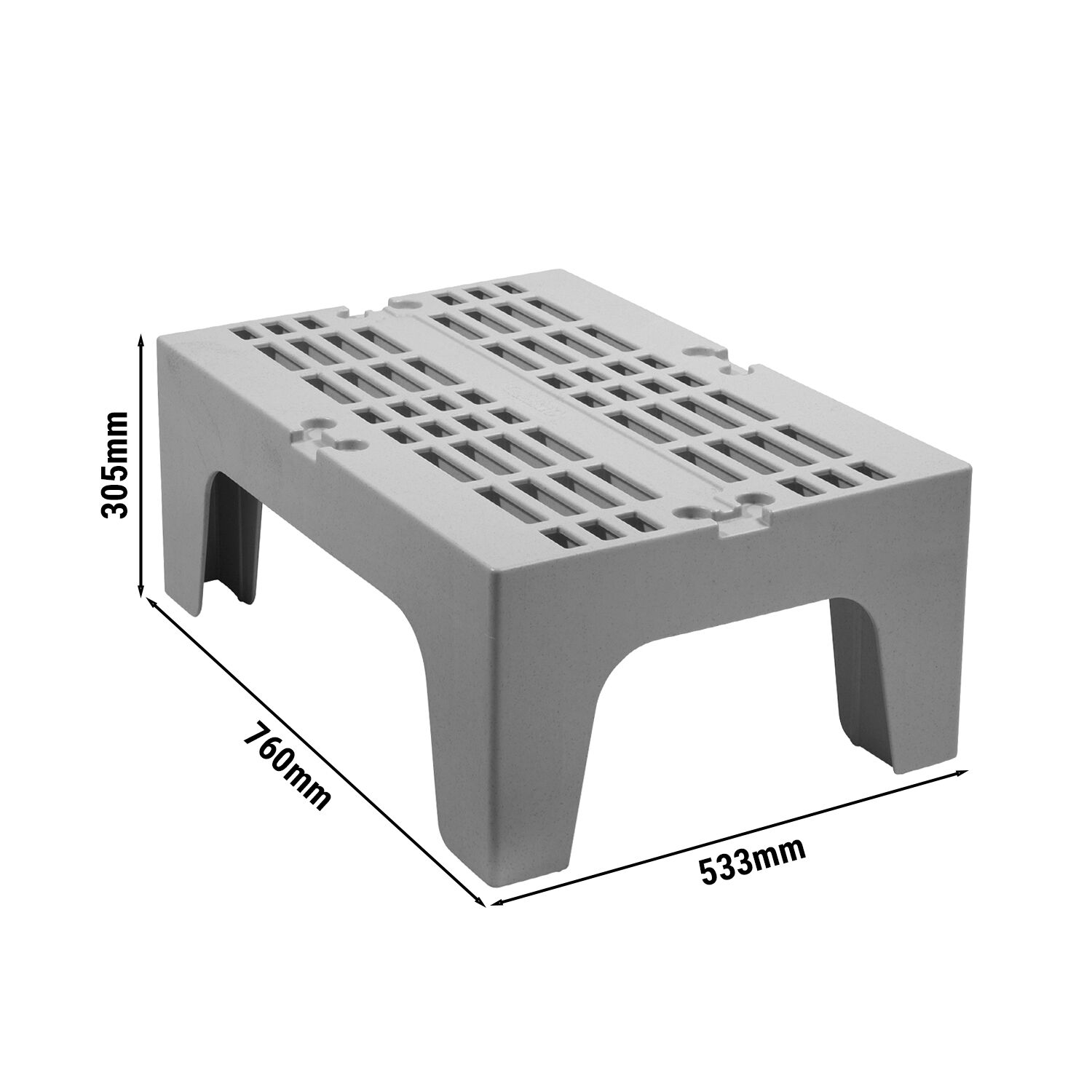 CAMBRO | S Series Heavy-Duty Dunnage Rack – Slotted Surface – 760×533×300 mm – Grey Speckled