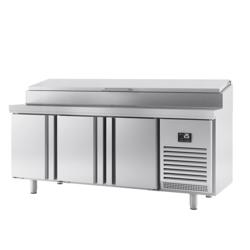Mesa de preparação para padaria refrigerada - 2185x800mm - com 3 portas opacas - Medida EN 600x400mm - para 13x GN 1/4