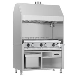 Churrasqueira a carvão em aço inoxidável 1,4 m