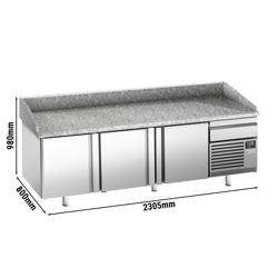 Pizzakühltisch Premium PLUS - 2305x800mm - mit 3 Türen & 1 Schublade