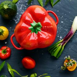 STAUB | CERAMIQUE - Kookpot - Paprikavorm - Ø 110mm - Keramiek - Oranje-Rood