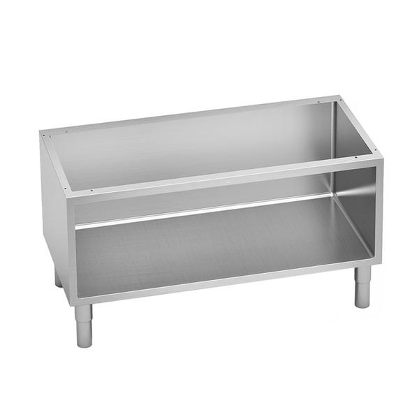 Onderstel PAOLO 700 - 1200x630x(H)610mm - open onderbouw | RVS AISI 304 | 3-zijdig gesloten | met bodemschap | in hoogte verstelbare stelvoeten - passend voor 700-serie