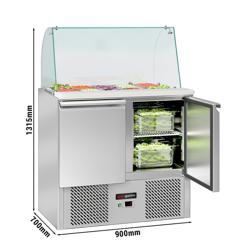 Saladette ECO - 900mm - 2 deuren - met opzetkoelvitrine voor 2x GN 1/1 & 3x GN 1/6