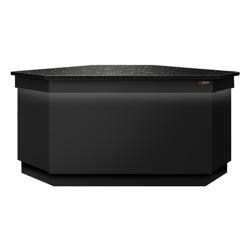 Profesionalni od nehrđajućeg čelika Kutni Blagajnički pult TORONTO i LED osvjetljenje - 1565 x 900 x 900 mm - Prednja ploča crna mat - Granitna radna ploča