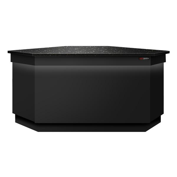 Hoekmodule kassabalie TORONTO - 1565mm - granieten werkblad - Zwart - Mat zwart - rvs