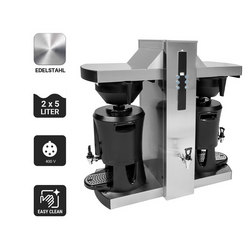 Filtre Kahve Makinesi - 2x 5 Litre - 9 kW - 2 Demleme kolu ile ve sıcak su çıkışlı - Termos kabı dahil