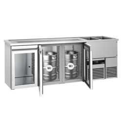 Barkoelkast PREMIUM - 2500x700mm - 3 glazen deuren