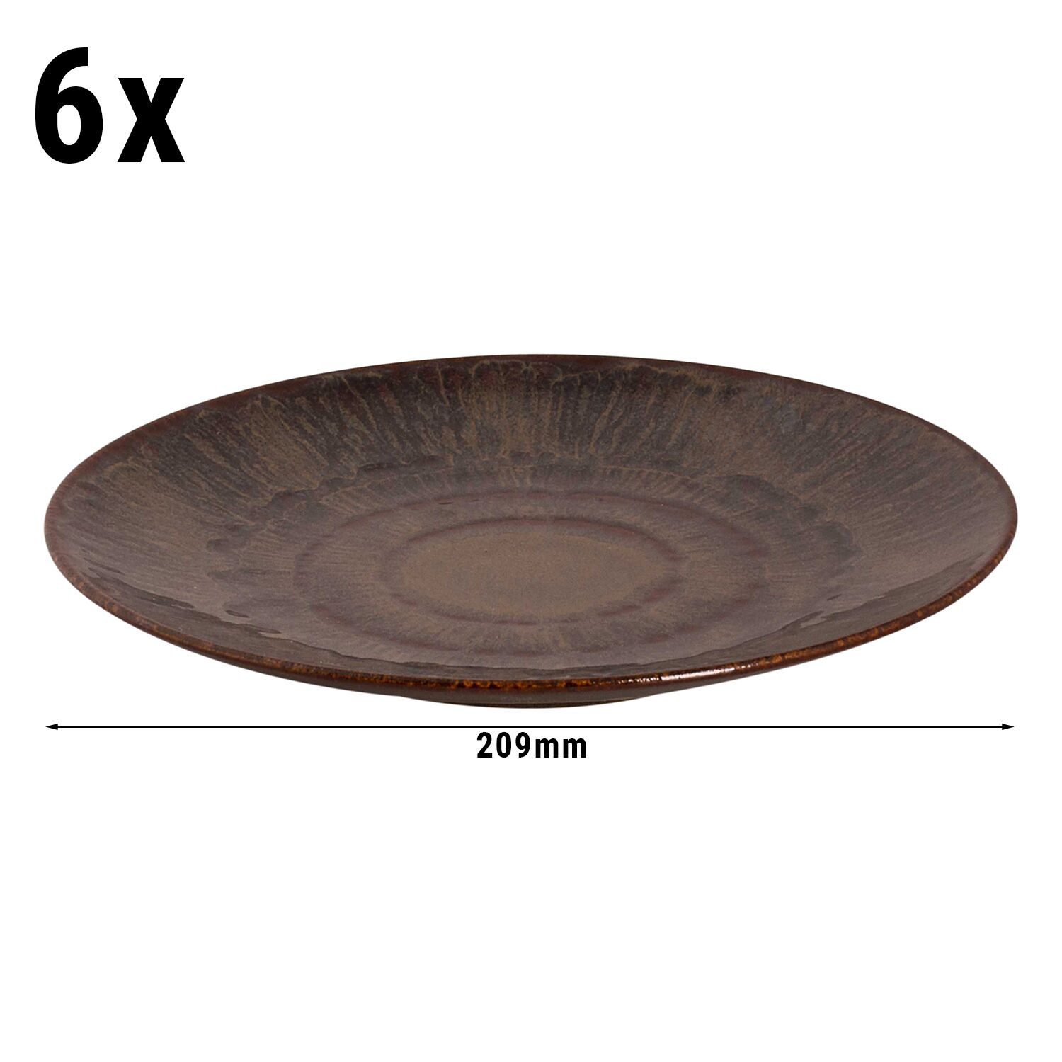 (6 pièces) VITTORIA - Assiettes - plate - Ø 210 mm - Marron