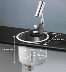 Einbauversion Huuhtelupesä yhteensopiva: annoskauhat - WATERSTOP - 141x141x110 mm - ominaisuudet: G 1/2 -liitäntä & hygieeninen & helppo puhdistaa & kestävä - sis. siihtelleri & vesistoppi-automatiikka & takaiskuventtiili & siivilä
