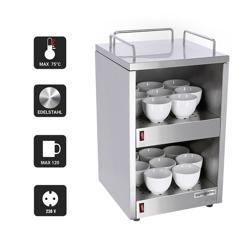 Scaldatazze professionale in acciaio inox - 2 ripiani - 140W - +30°/+75°C
