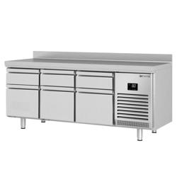 Kylbänk PREMIUM PLUS - 1960x700 mm - 465 l - med bakkant - Fläktkyla - 6 lådor - R290