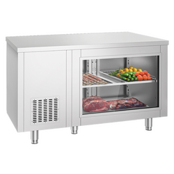 Gekoelde tafel - 1400x700mm - 2 deuren aan de achterkant - met glazen voorkant