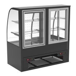 Gebaksvitrine - zelfbediening - dubbel glas - met 2 glazen plateaus - 1400mm