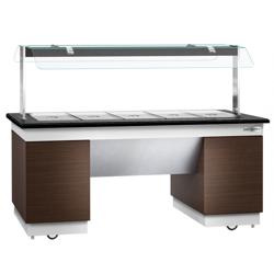 Buffet warmhoud DUBLIN - 2000mm - met bain-marie & zwenkwielen - voor 5x GN 1/1