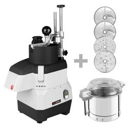 Commercial Compact Veg Prep Machine - 735W - incl. 4 Cutting/Grating Discs & Cutter Bowl Attachment - Stainless Steel