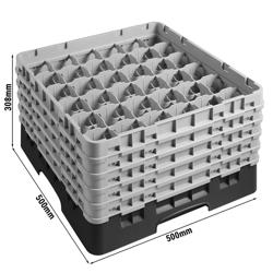 CAMBRO | CAMRACK® - Cesta lavavasos 1/1 con 5 prolongadores - 500x500mm - 36 compartimentos - Negro