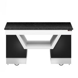 Commercial Ambient Prep Counter – Black Granite Top - 4 Soft-Close Doors - 1600×800mm - On Castors