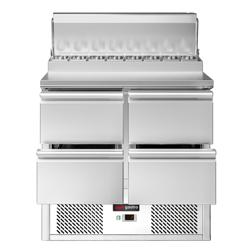 Saladette / mesa de preparação ECO - 0,9 x 0,7 m - com 4 gavetas 1/2