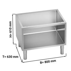 PAOLO 700 | قاعدة فرن مفتوحة - 800x630x610mm - ستانلس ستيل AISI 304 | حواف مستديرة | 3 جوانب مغلقة | قاعدة سفلية - متوافق مع سلسلة 700