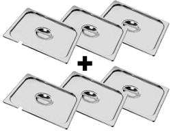 Tampa GN 1/2 de aço inoxidável - com recesso para colher