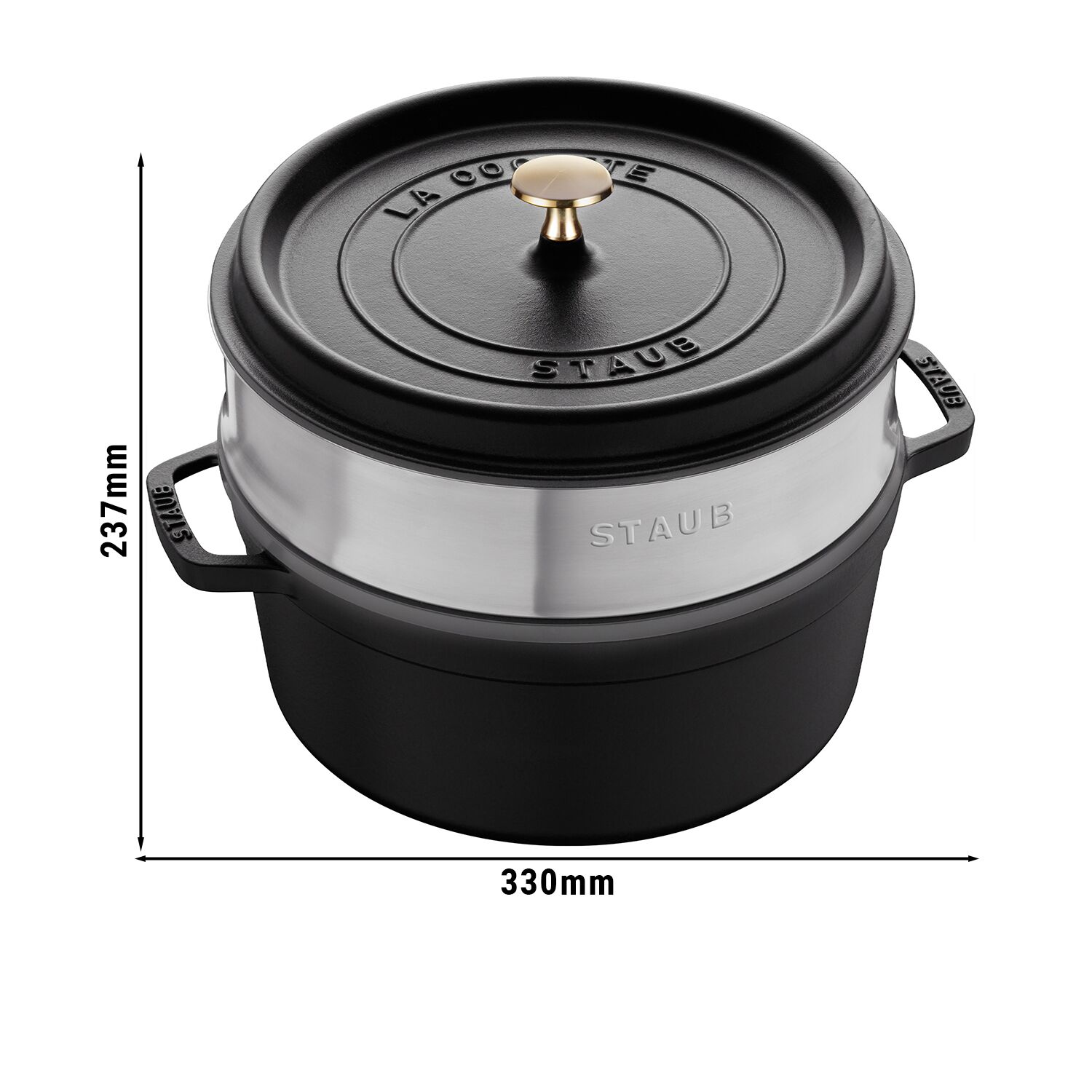 STAUB | LA COCOTTE - Cocotte avec insert vapeur - Ø 240mm - Fonte - Noir	
