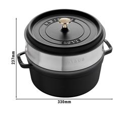 STAUB | LA COCOTTE - Χύτρα με ένθετο για ατμό - Ø 240mm - Χυτοσίδηρος - Μαύρο