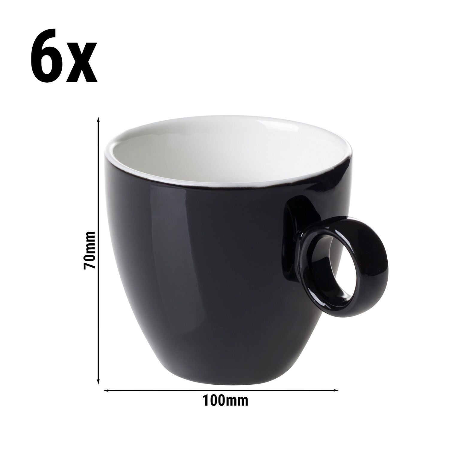 (6 pièces) BART COLOUR CAFE – Tasse à café – 170 ml – Noir