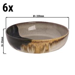 (6 stuks) AQUAREL - diep bord - rond - steengoed - Ø220mm - beige/blauw