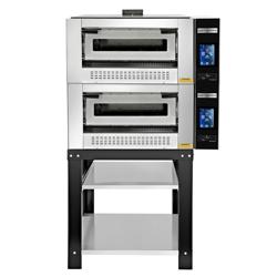 (2 unid) Forno de pizza A GÁS - de câmara dupla - 4+4x Ø30cm - 230V - Touch - Base em pedra refratária - até 450°C - incl. base