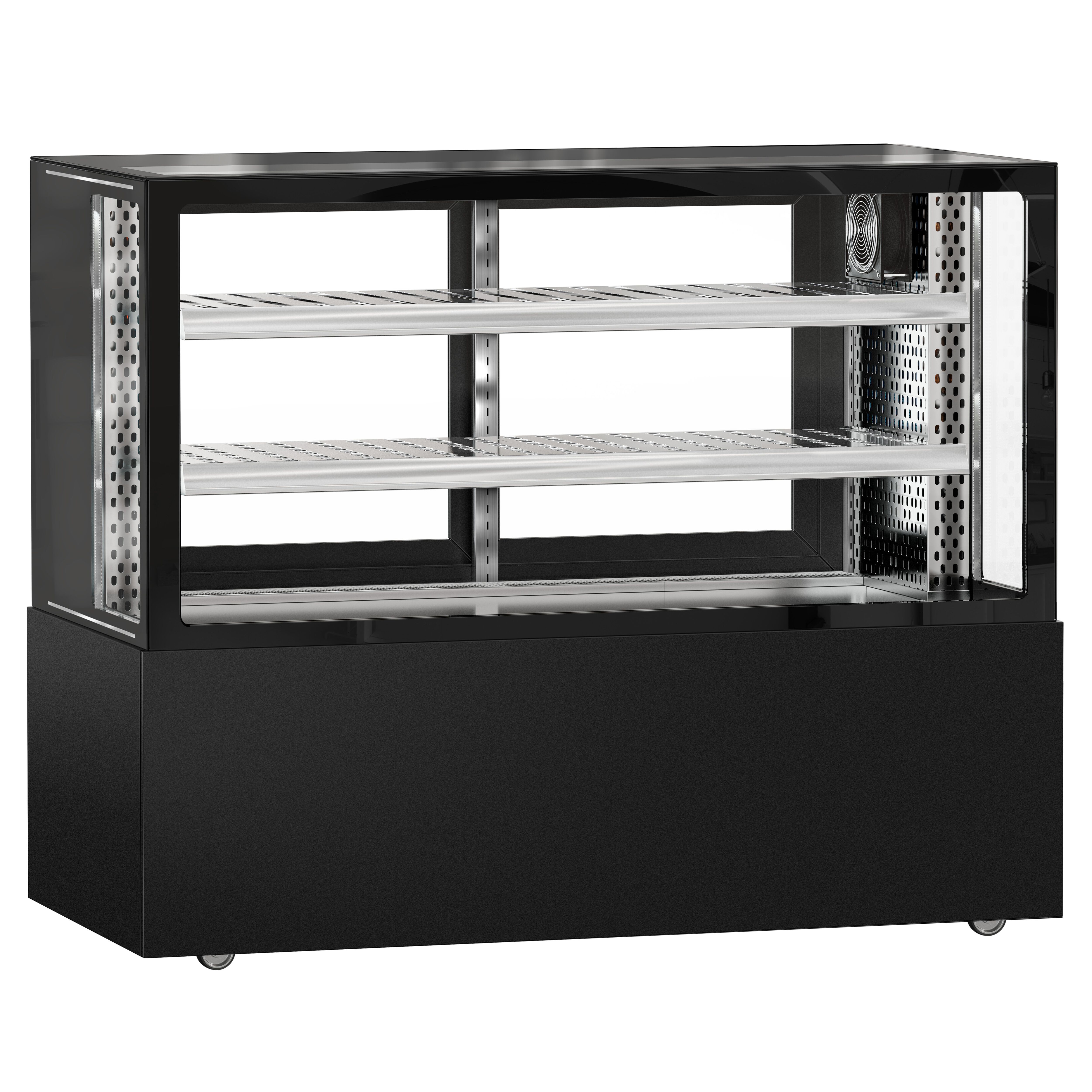Vitrine de comptoir réfrigérée MADRID - 525L - 1500mm - Double vitrage - avec 2 étagères - portes coulissantes vitrées arrière - Noir mat