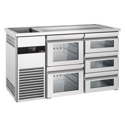 Výčepní pult PREMIUM - 1550x700 mm - 5 skleněných zásuvek